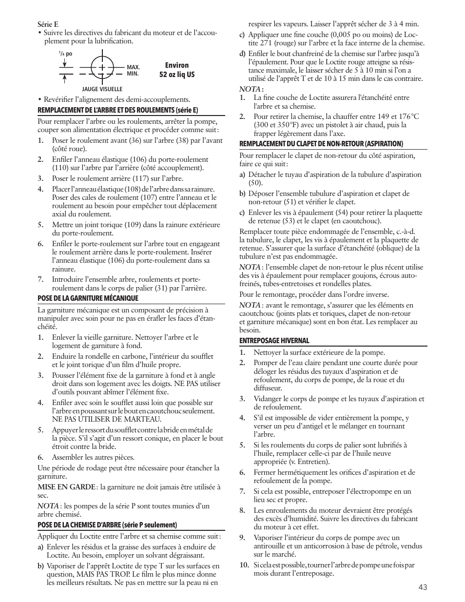Xylem IM191 R03 Marlow Series Prime Line Self-Priming Centrifugal Pumps User Manual | Page 43 / 52