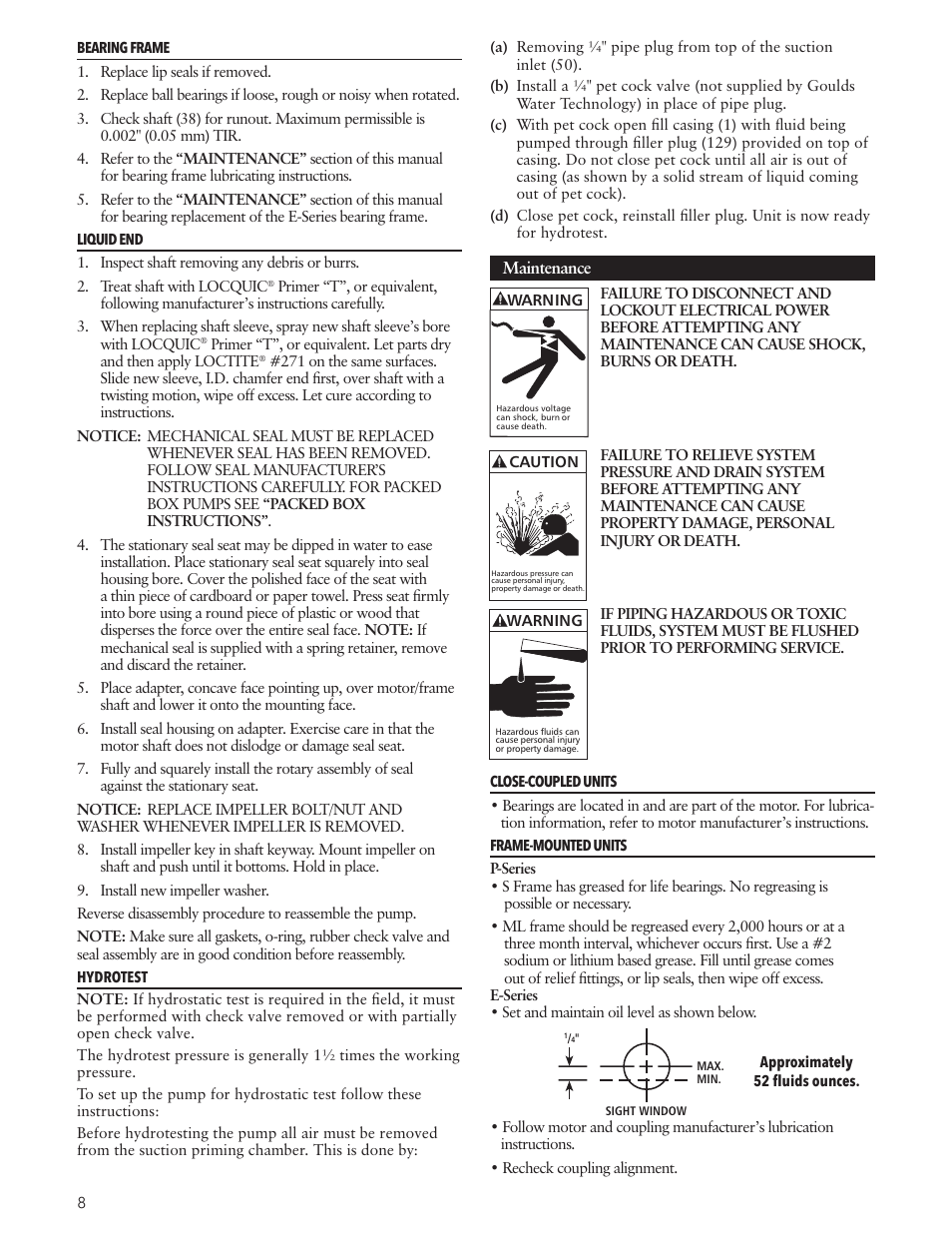 Xylem IM191 R03 Marlow Series Prime Line Self-Priming Centrifugal Pumps User Manual | Page 8 / 52