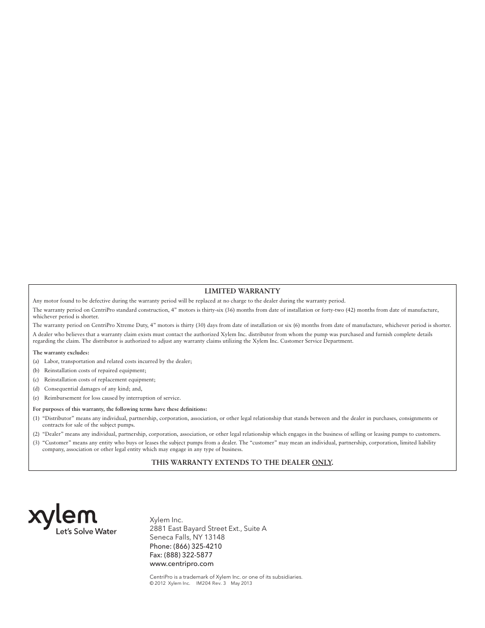 Xylem IM204 R03 CentriPro 4 Motor User Manual | Page 4 / 12