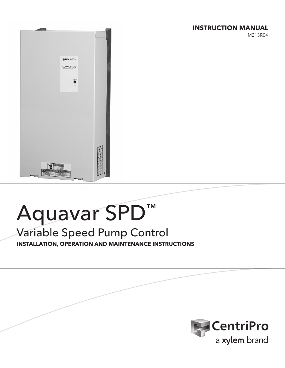 Xylem IM213R04 S-Drive Constant Pressure Aquavar SPD Variable Speed Pump Control User Manual | 88 pages
