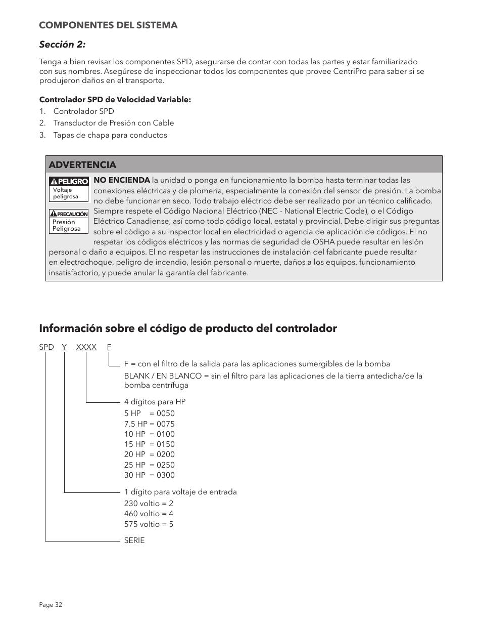 Xylem IM213R04 S-Drive Constant Pressure Aquavar SPD Variable Speed Pump Control User Manual | Page 32 / 88