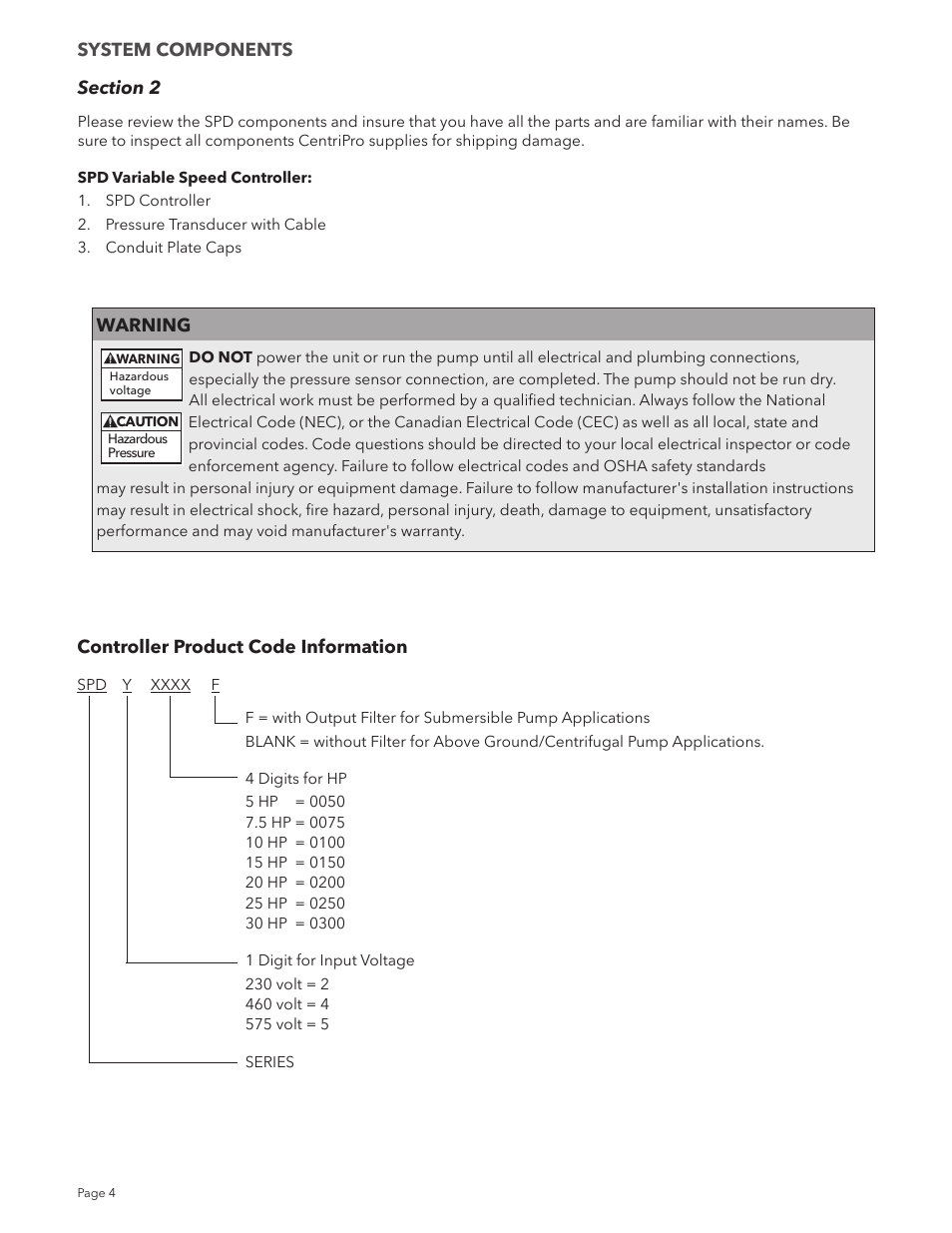 Xylem IM213R04 S-Drive Constant Pressure Aquavar SPD Variable Speed Pump Control User Manual | Page 4 / 88