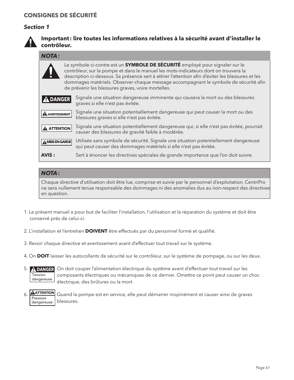 Xylem IM213R04 S-Drive Constant Pressure Aquavar SPD Variable Speed Pump Control User Manual | Page 61 / 88