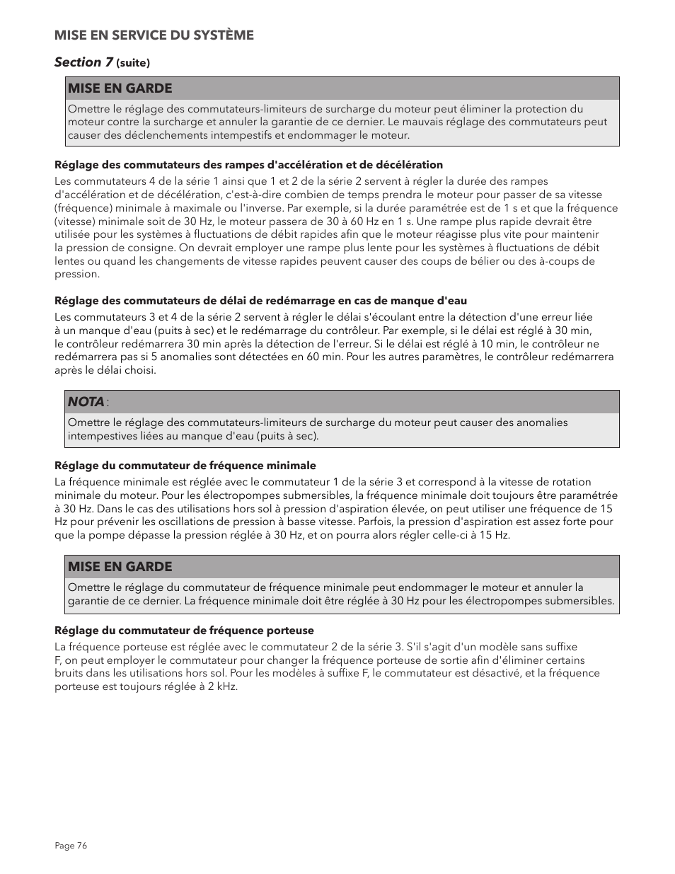 Xylem IM213R04 S-Drive Constant Pressure Aquavar SPD Variable Speed Pump Control User Manual | Page 76 / 88