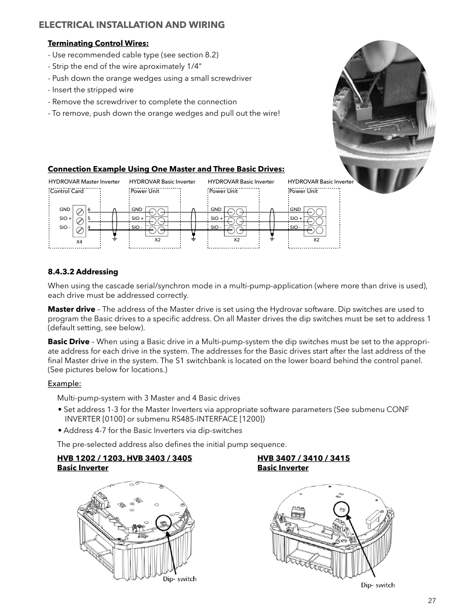 Electrical installation and wiring | Xylem IM223 R04 Hydrovar Pump Control User Manual | Page 27 / 80