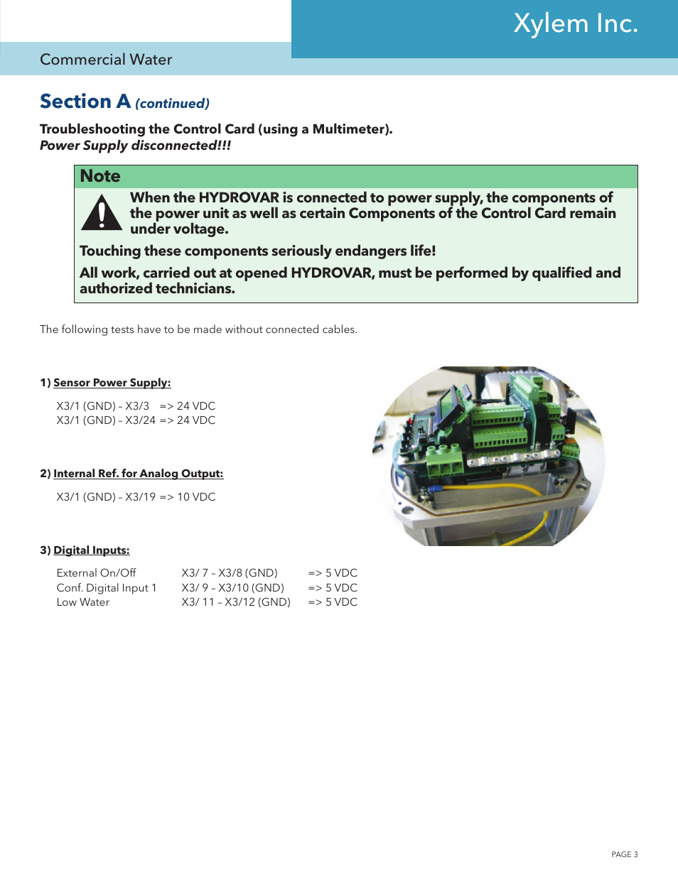 Xylem inc | Xylem IM224 R03 Hydrovar Variable Speed Control HV, 2HP-15HP Version 0307 User Manual | Page 3 / 8