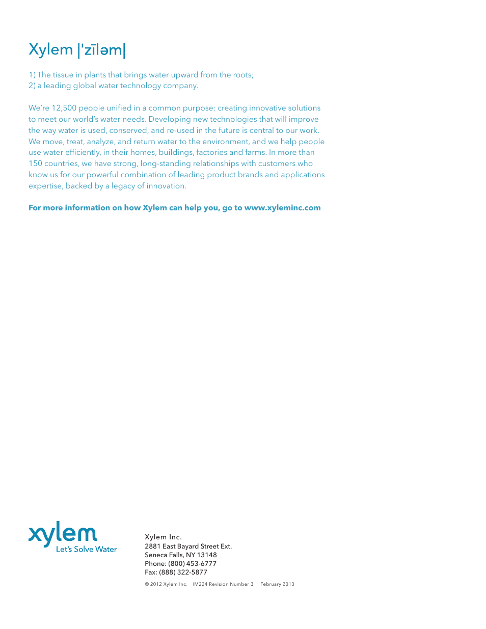 Xylem | Xylem IM224 R03 Hydrovar Variable Speed Control HV, 2HP-15HP Version 0307 User Manual | Page 8 / 8