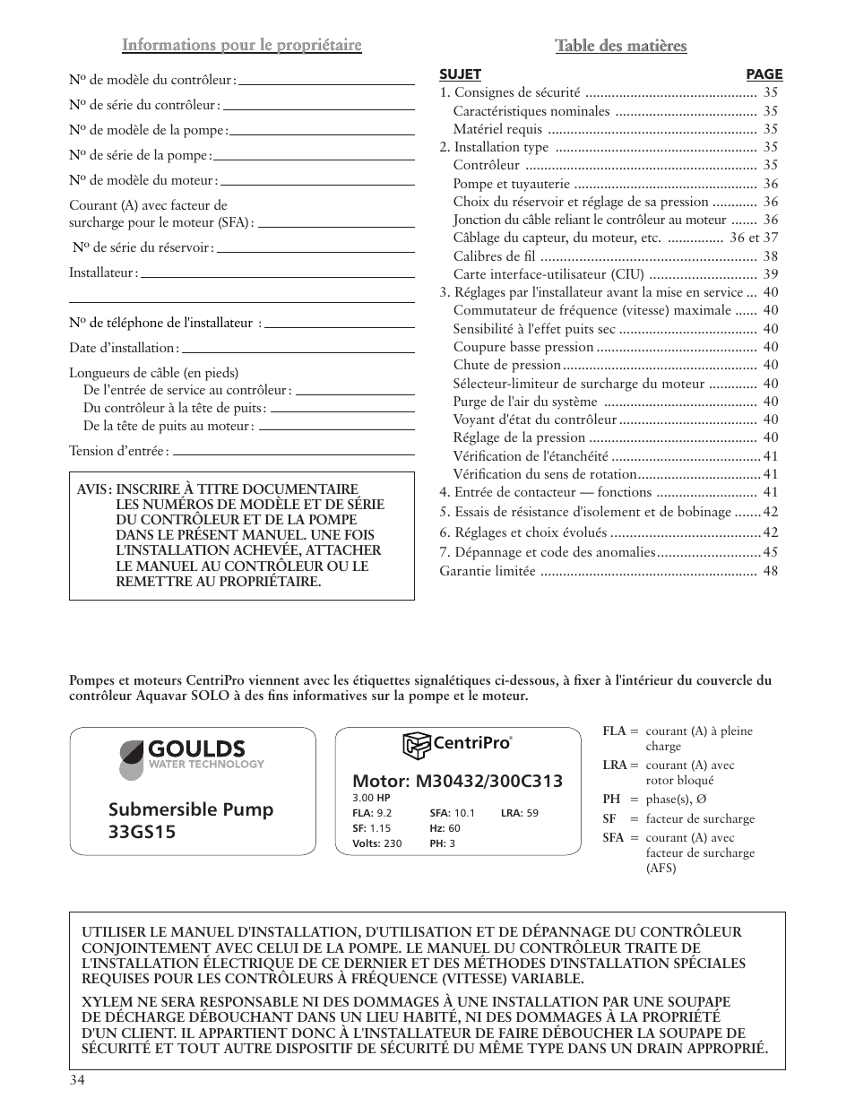 Xylem IM229 R06 Aquavar SOLO User Manual | Page 34 / 48