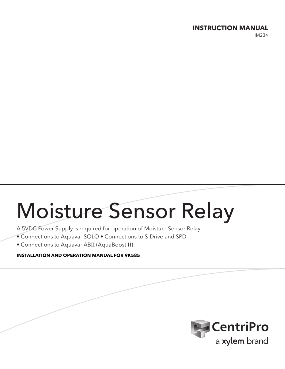 Xylem IM234 R01 9K585 Moisture Sensor Relay User Manual | 4 pages