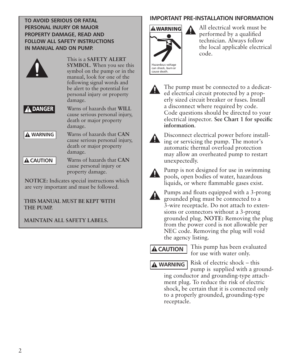 Xylem IM236 R01 Sump Pumps User Manual | Page 2 / 8