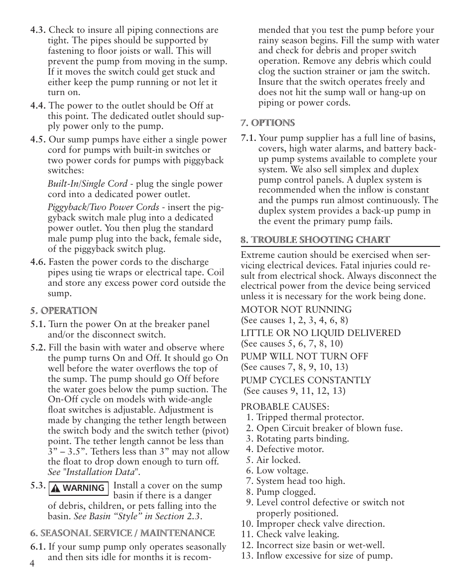 Xylem IM236 R01 Sump Pumps User Manual | Page 4 / 8