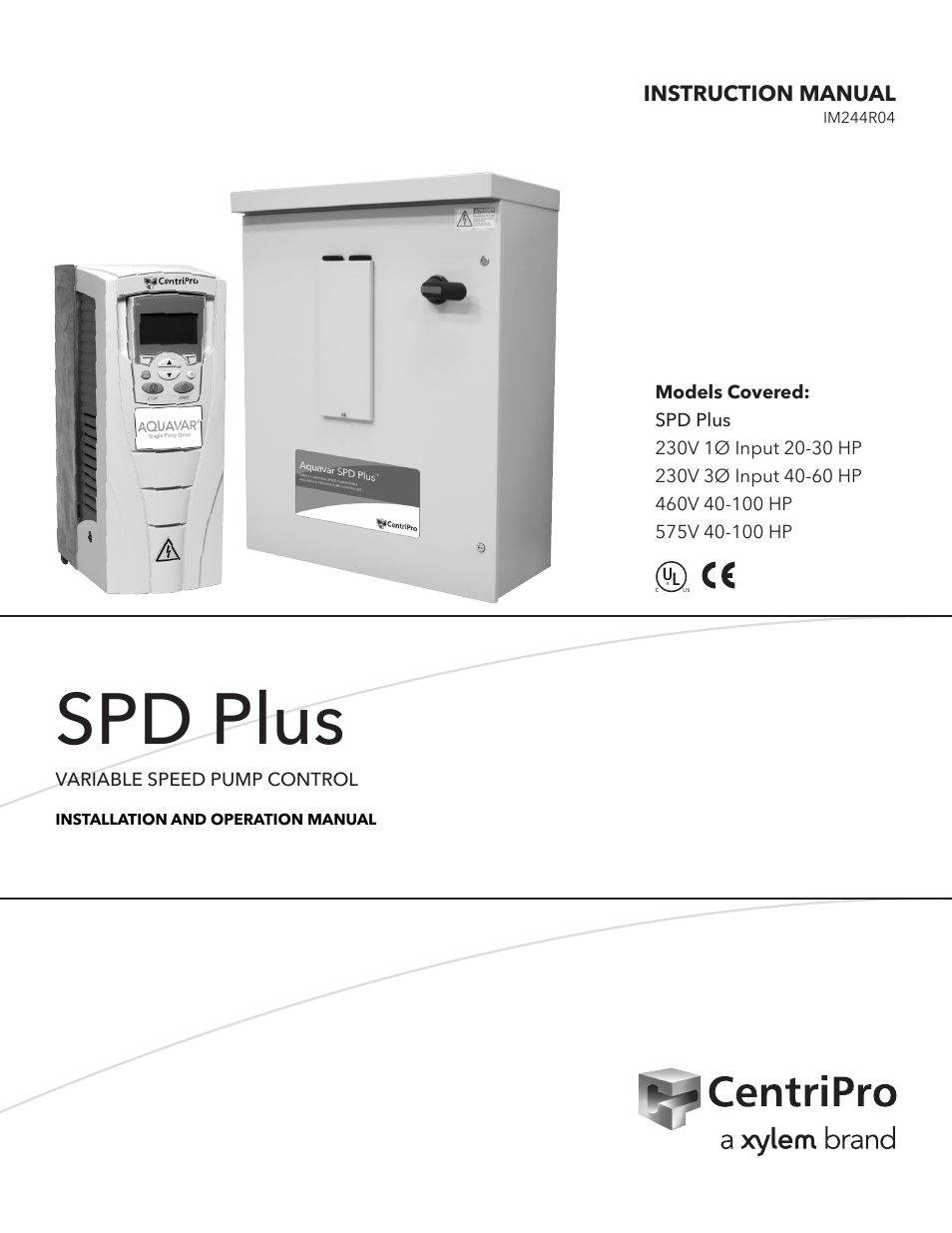 Xylem IM244R04 SPD Plus Variable Speed Pump Control User Manual | 36 pages