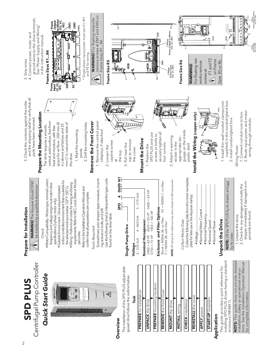 Spd pl us, Centrifugal p ump c ontr oller quick s tar t guide | Xylem IM244R04 SPD Plus Variable Speed Pump Control User Manual | Page 2 / 36