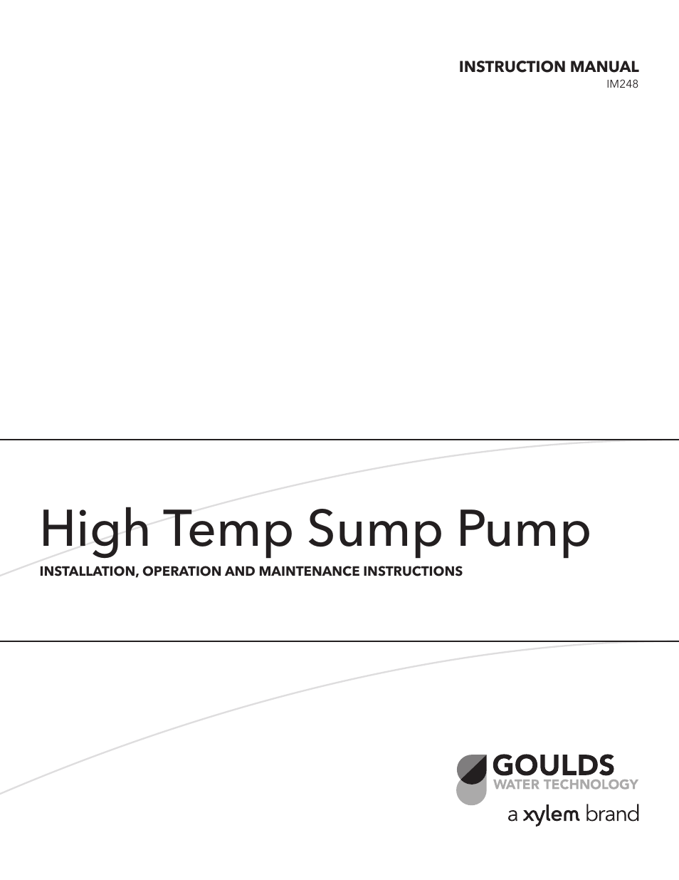 Xylem IM248R01 High Temp Sump Pump User Manual | 12 pages