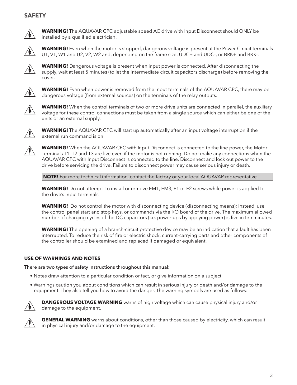 Xylem IM250R03 Aquavar CPC-FD User Manual | Page 3 / 44