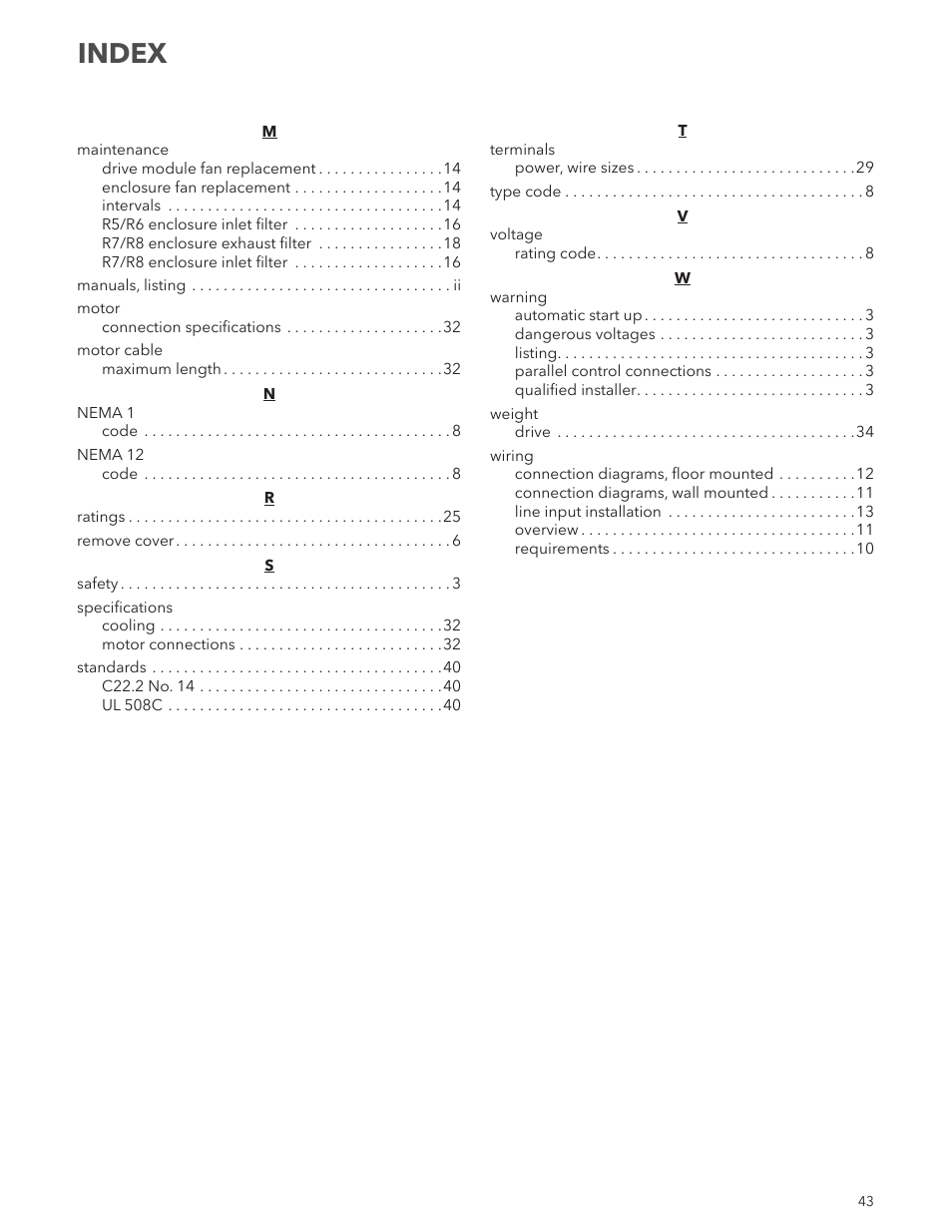 Index | Xylem IM250R03 Aquavar CPC-FD User Manual | Page 43 / 44