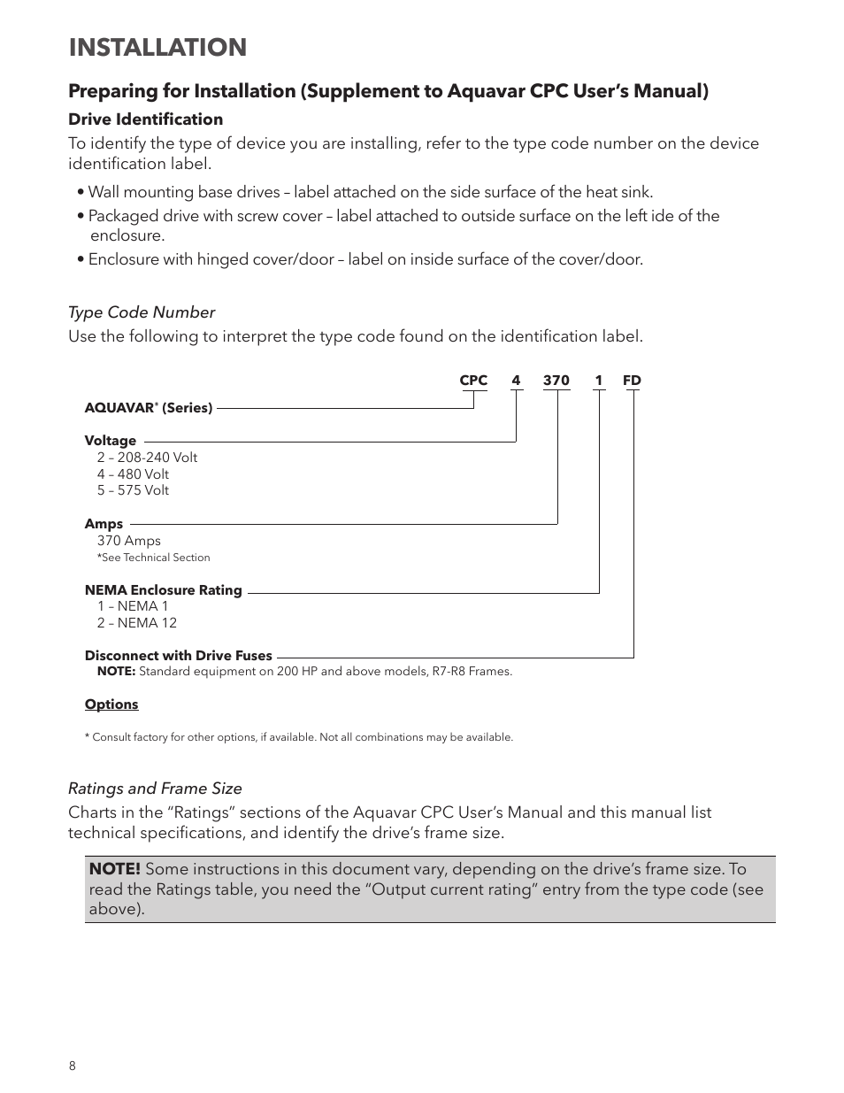 Installation | Xylem IM250R03 Aquavar CPC-FD User Manual | Page 8 / 44