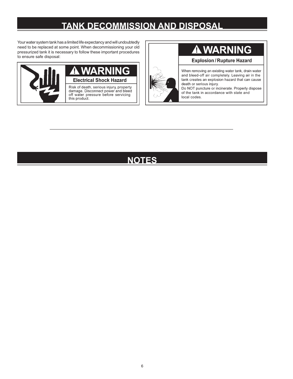 Tank decommission and disposal | Xylem IM252R01 Goulds Water Technology HydroPro Water System Tank User Manual | Page 6 / 24