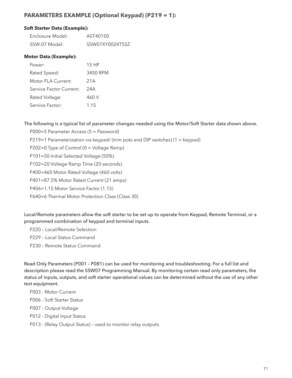 Xylem IM253 R0 AquaStart Combination Soft Starters User Manual | Page 11 / 16