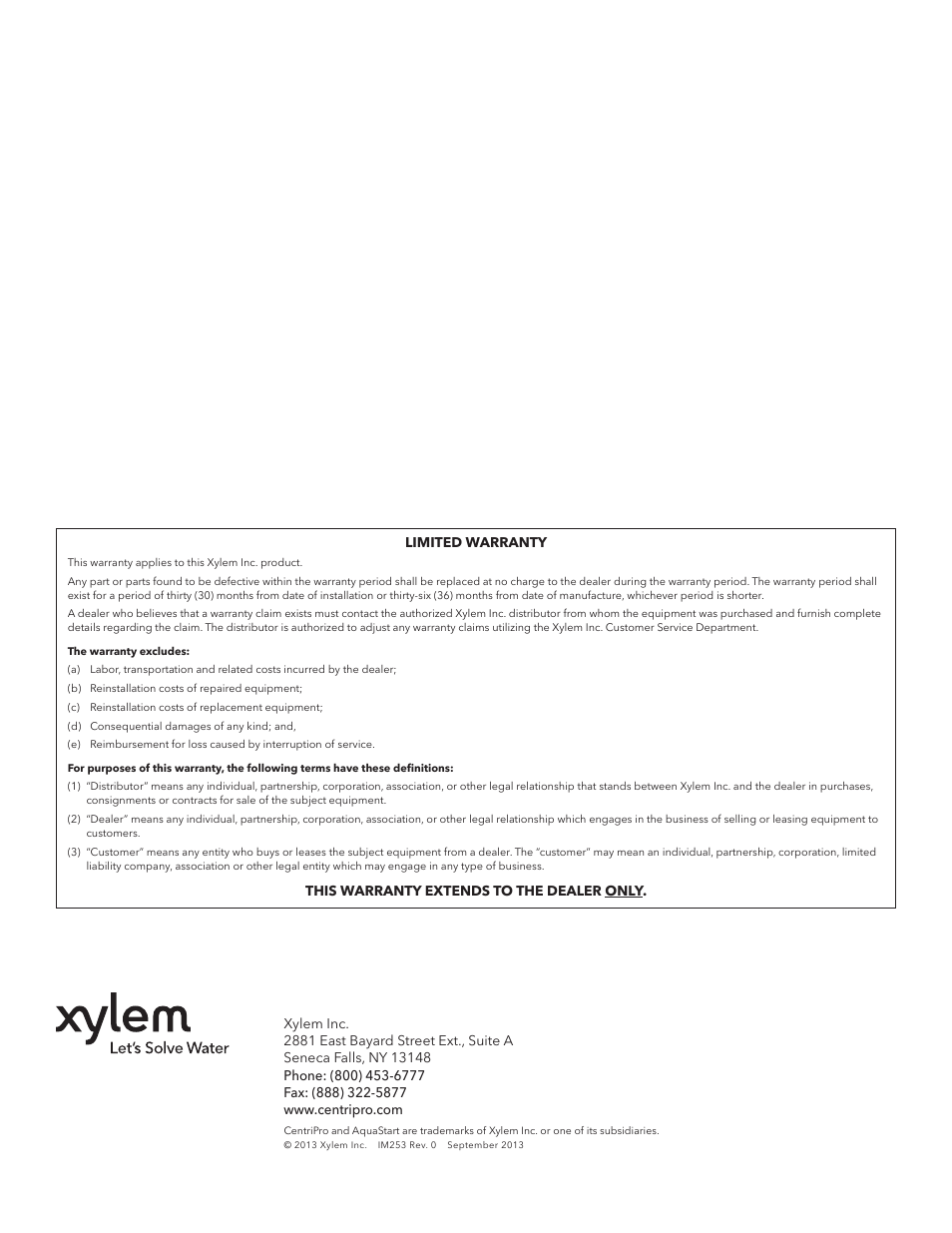 Xylem IM253 R0 AquaStart Combination Soft Starters User Manual | Page 16 / 16