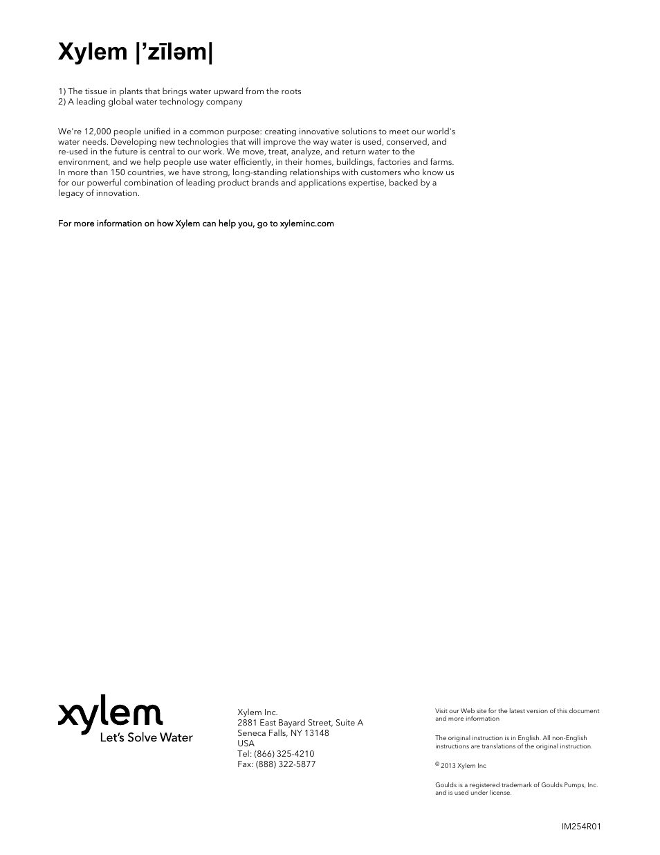 Xylem |’zīləm | Xylem IM254R01 e-HM Series User Manual | Page 8 / 8