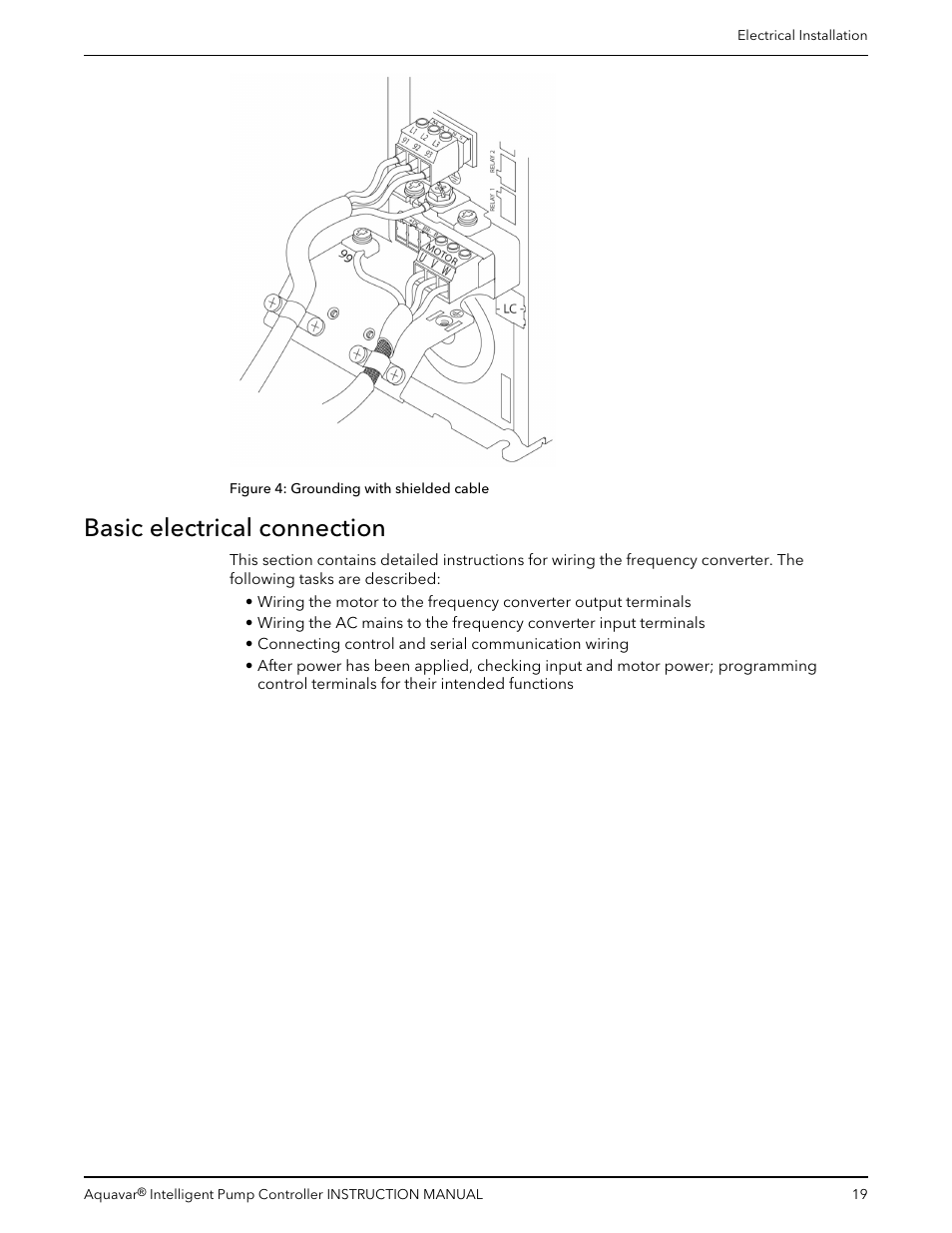 Basic electrical connection | Xylem IM255 AQUAVAR Intelligent Pump Controller User Manual | Page 21 / 148