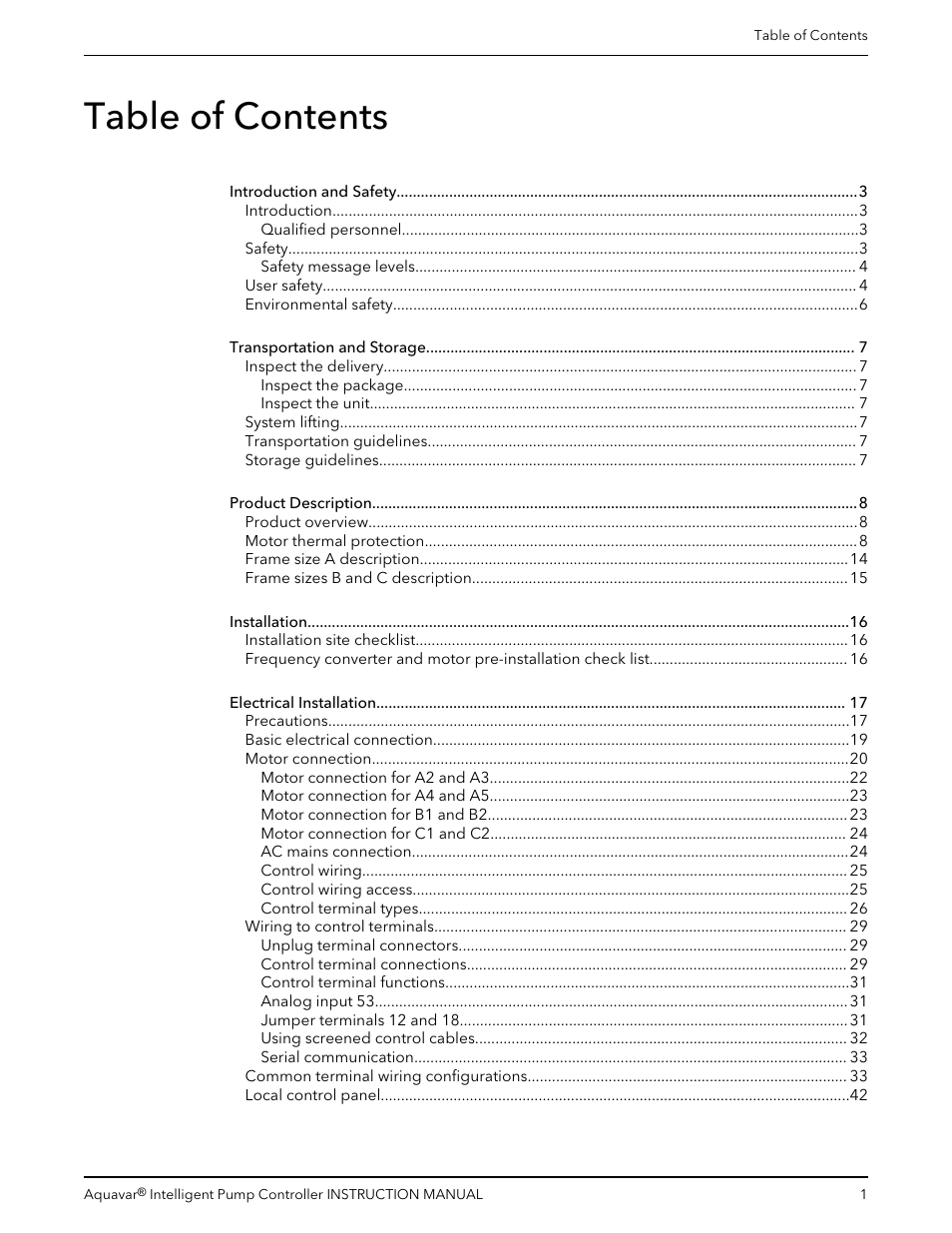 Xylem IM255 AQUAVAR Intelligent Pump Controller User Manual | Page 3 / 148