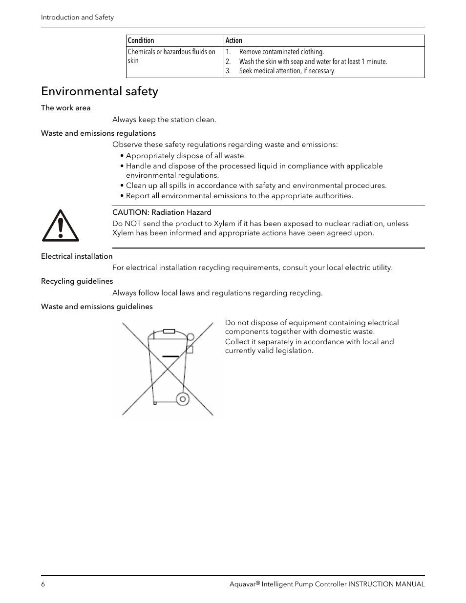 Environmental safety | Xylem IM255 AQUAVAR Intelligent Pump Controller User Manual | Page 8 / 148