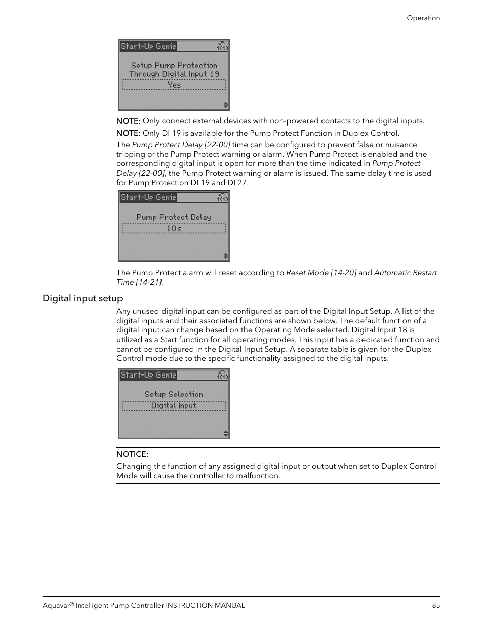 Digital input setup | Xylem IM255 AQUAVAR Intelligent Pump Controller User Manual | Page 87 / 148