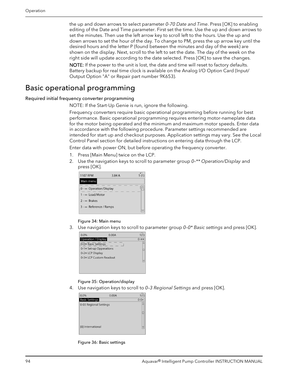 Basic operational programming | Xylem IM255 AQUAVAR Intelligent Pump Controller User Manual | Page 96 / 148