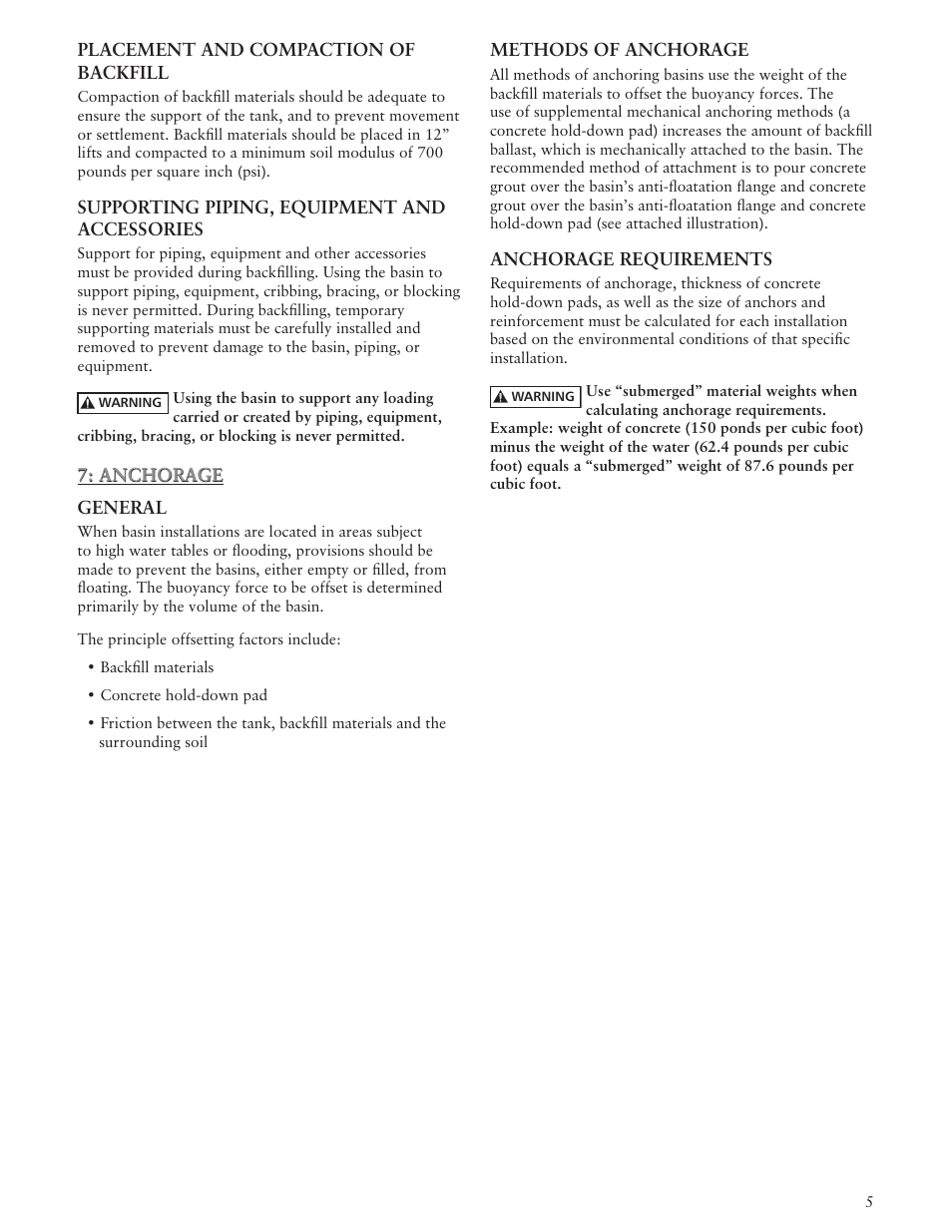 Xylem IMCPFIBRGL R01 Fiberglass Basin User Manual | Page 5 / 8