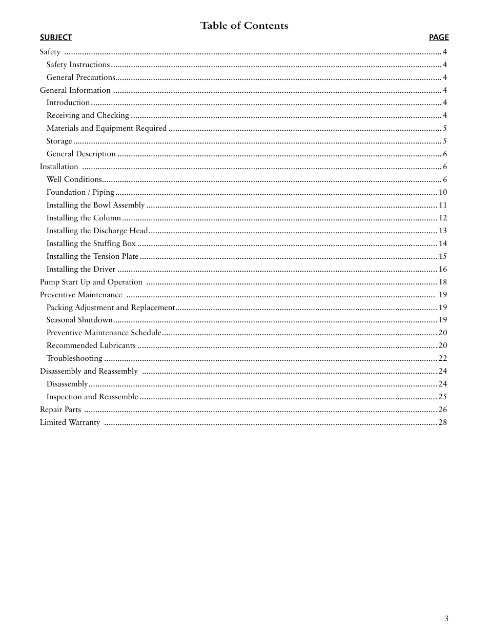 Xylem IMDWT R02 Model DWT Deep Well Turbine Pumps User Manual | Page 3 / 28