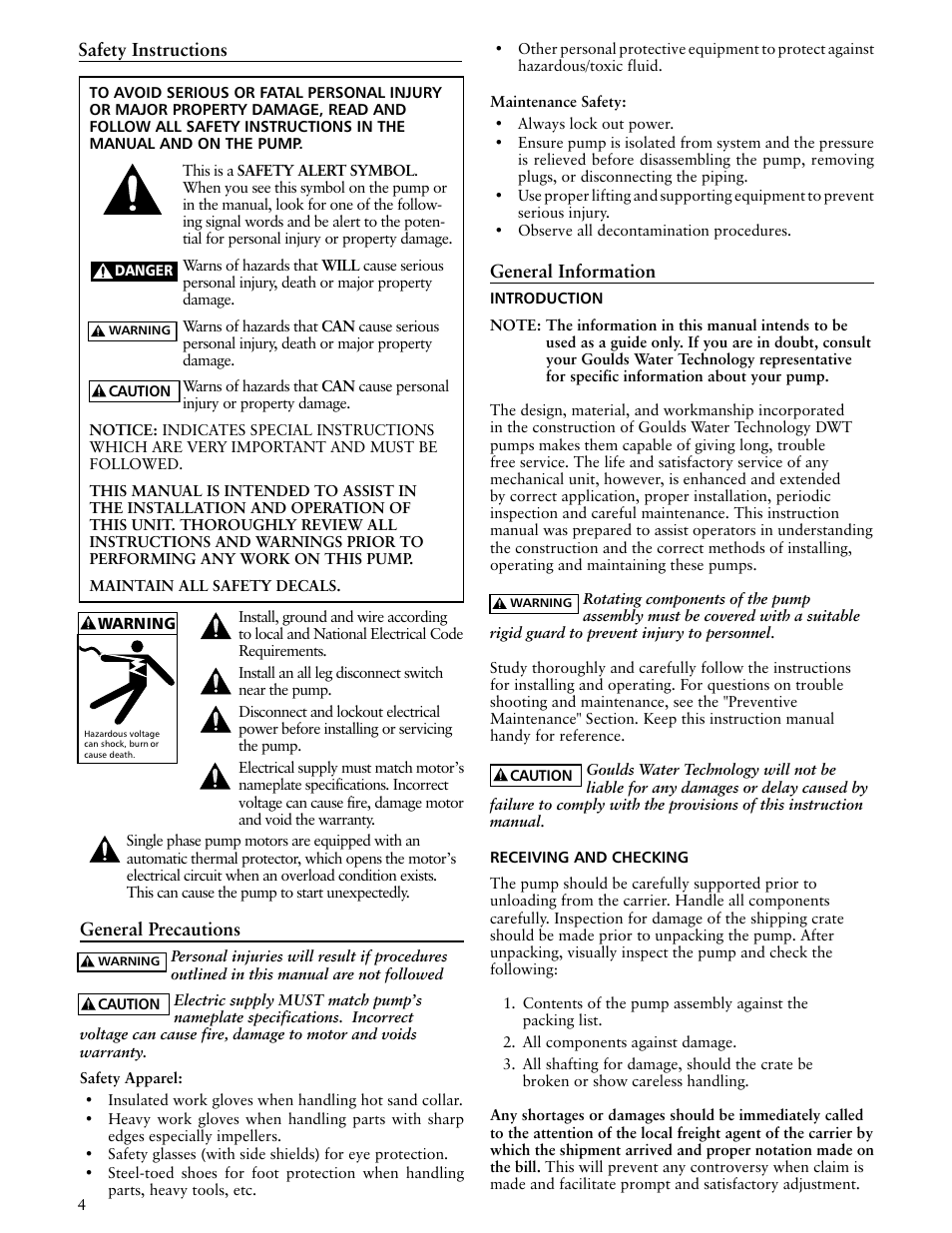 Xylem IMDWT R02 Model DWT Deep Well Turbine Pumps User Manual | Page 4 / 28