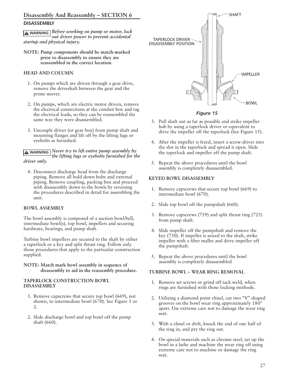 Xylem IMVIC R01 Model VIC Vertical Industrial Turbine Can Pumps User Manual | Page 27 / 32