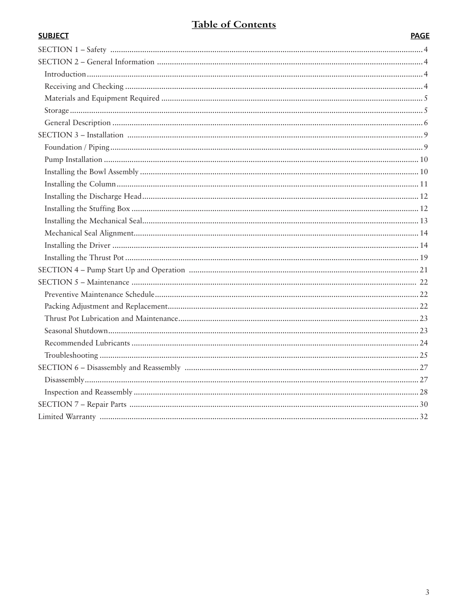 Xylem IMVIC R01 Model VIC Vertical Industrial Turbine Can Pumps User Manual | Page 3 / 32