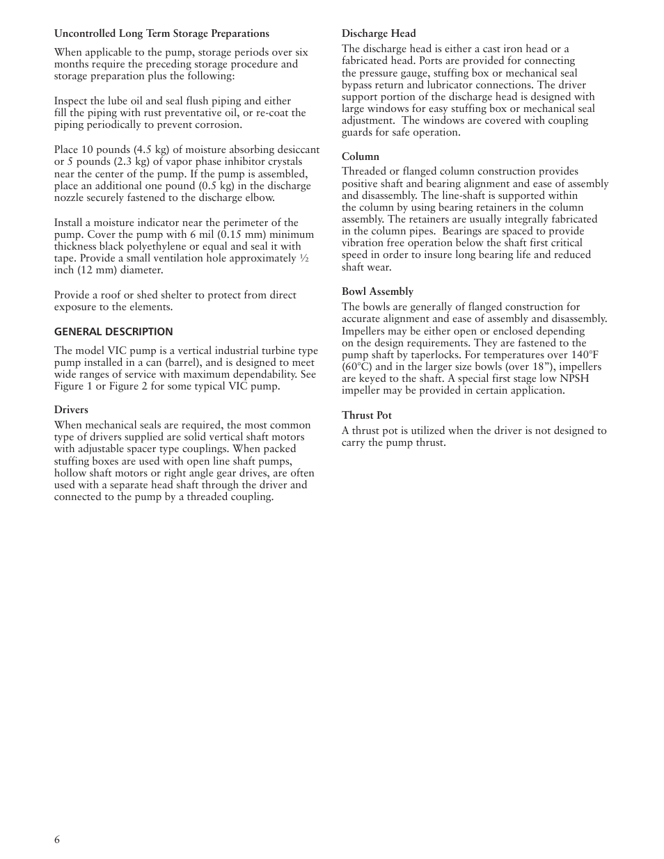 Xylem IMVIC R01 Model VIC Vertical Industrial Turbine Can Pumps User Manual | Page 6 / 32