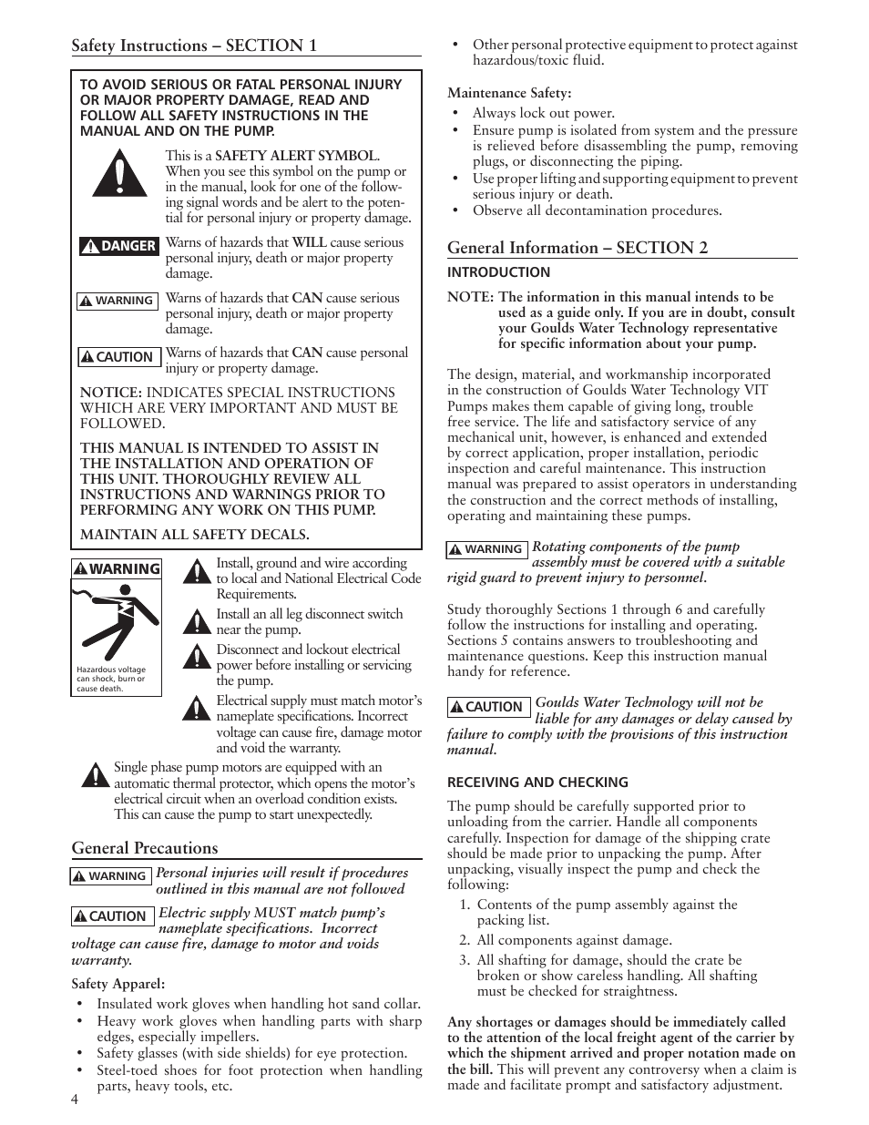Xylem IMVIT R01 Model VIT Vertical Industrial Turbine Pumps User Manual | Page 4 / 72