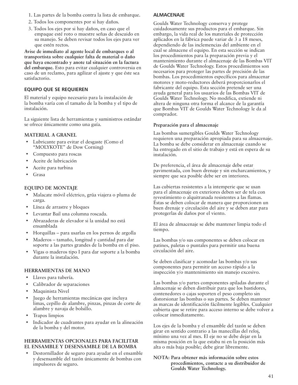 Xylem IMVIT R01 Model VIT Vertical Industrial Turbine Pumps User Manual | Page 41 / 72