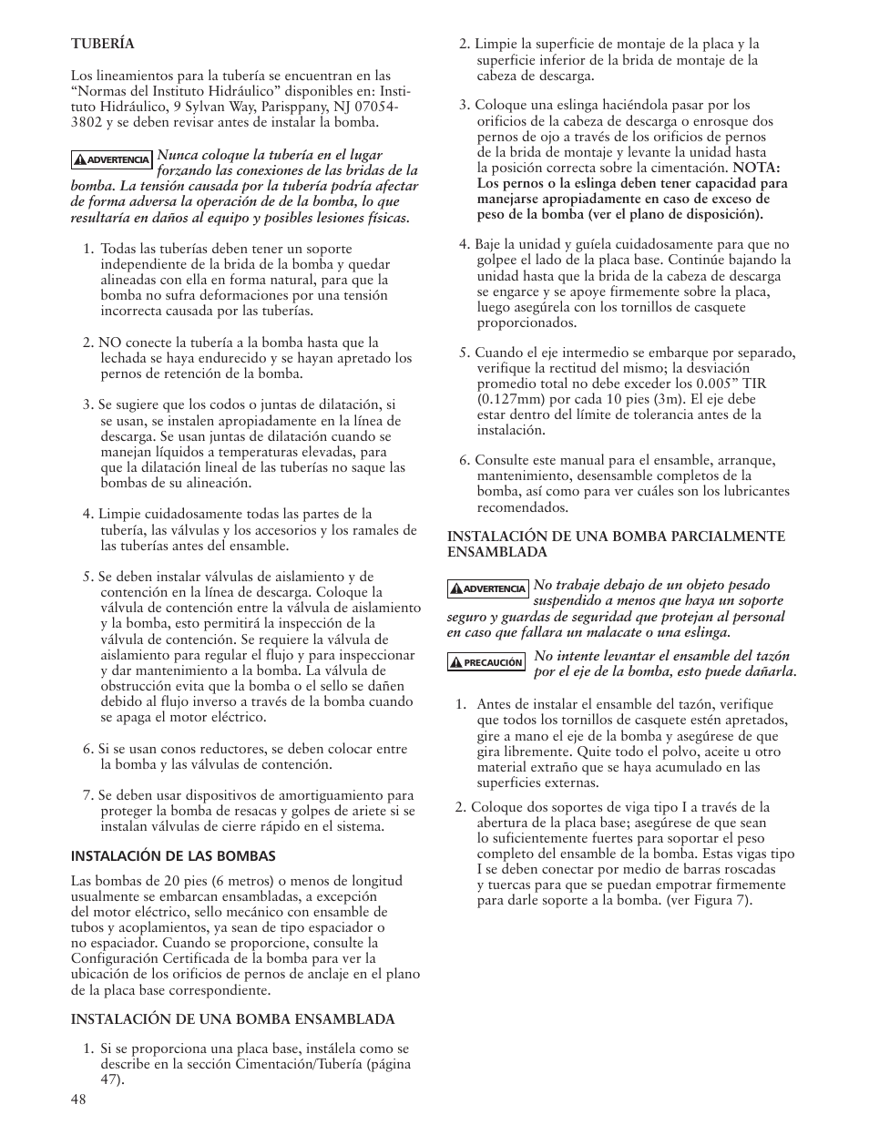 Xylem IMVIT R01 Model VIT Vertical Industrial Turbine Pumps User Manual | Page 48 / 72