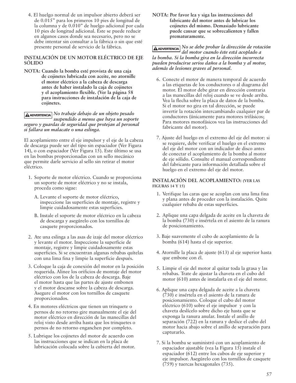 Xylem IMVIT R01 Model VIT Vertical Industrial Turbine Pumps User Manual | Page 57 / 72