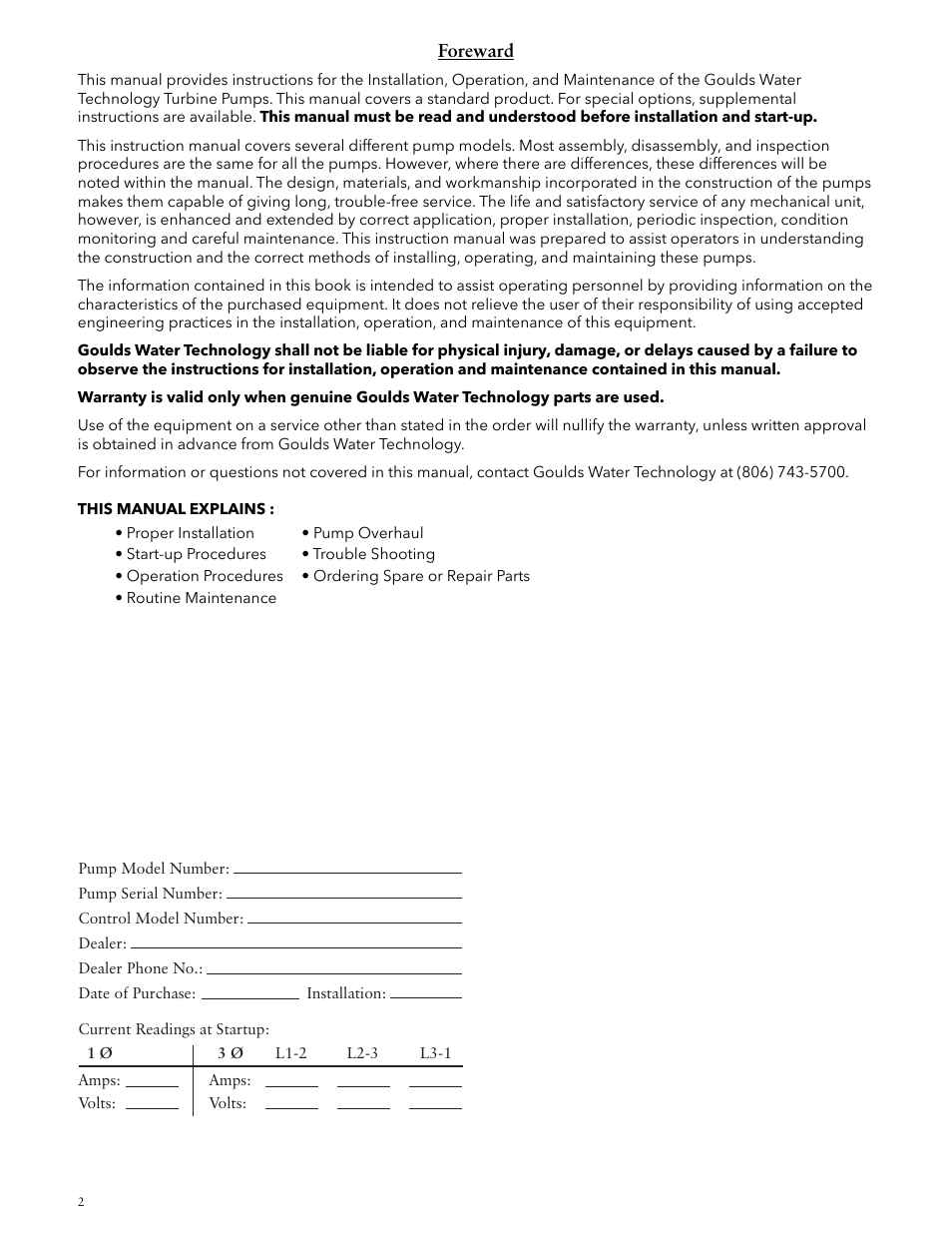 Xylem IMVS R01 Model VS Vertical Industrial Turbine Pumps User Manual | Page 2 / 52