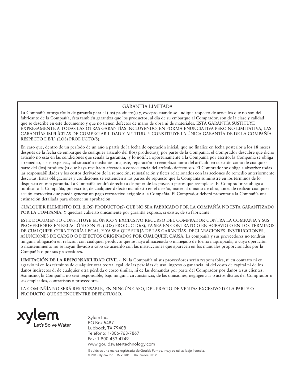 Xylem IMVS R01 Model VS Vertical Industrial Turbine Pumps User Manual | Page 34 / 52
