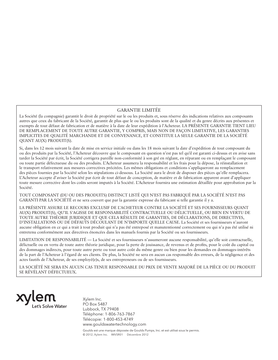 Xylem IMVS R01 Model VS Vertical Industrial Turbine Pumps User Manual | Page 52 / 52