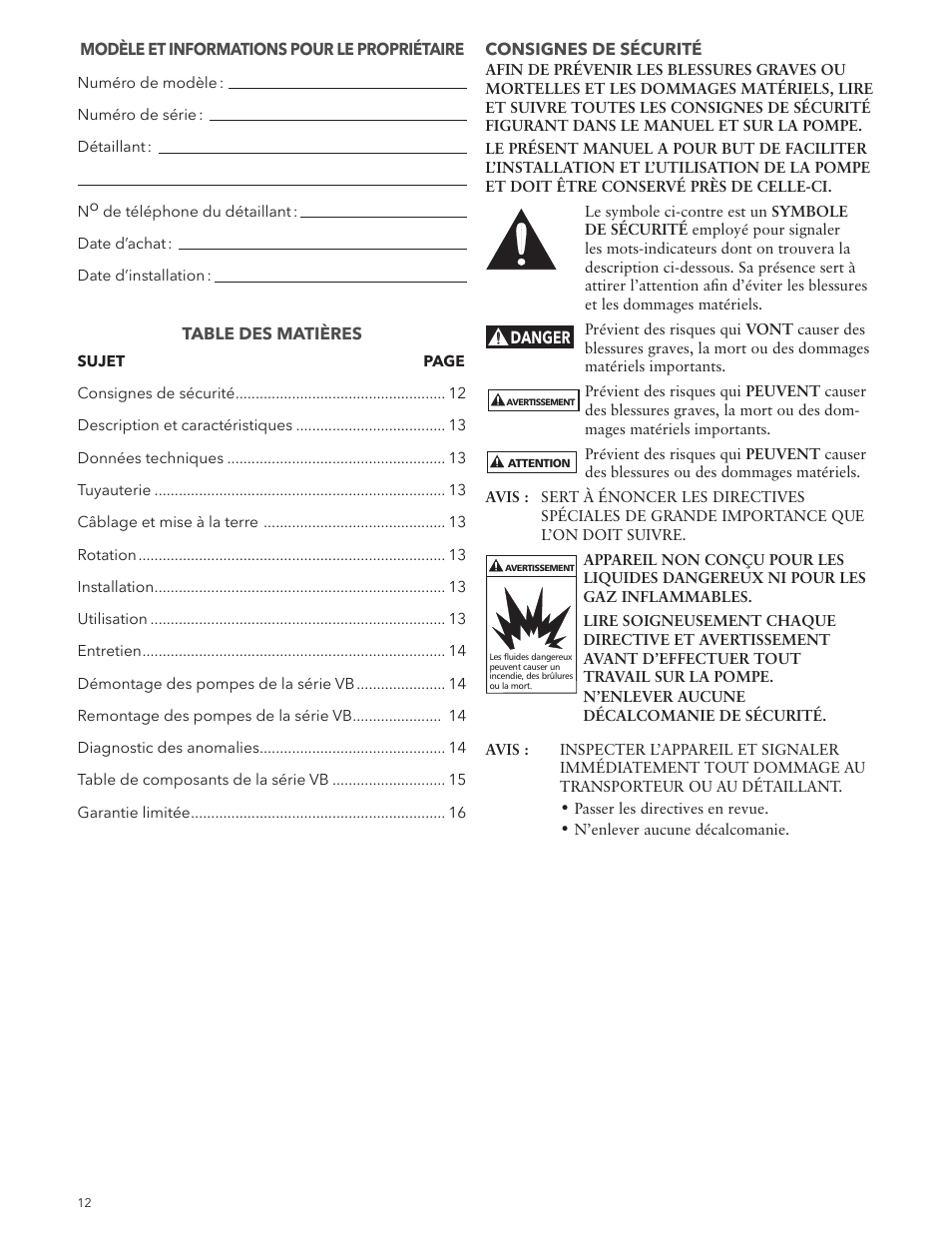 Xylem IM063R01 Model VB User Manual | Page 12 / 16