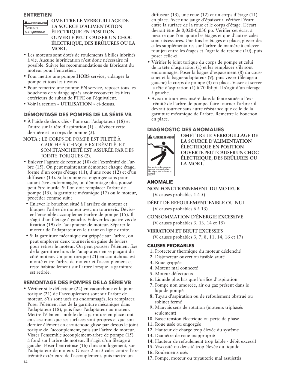 Xylem IM063R01 Model VB User Manual | Page 14 / 16