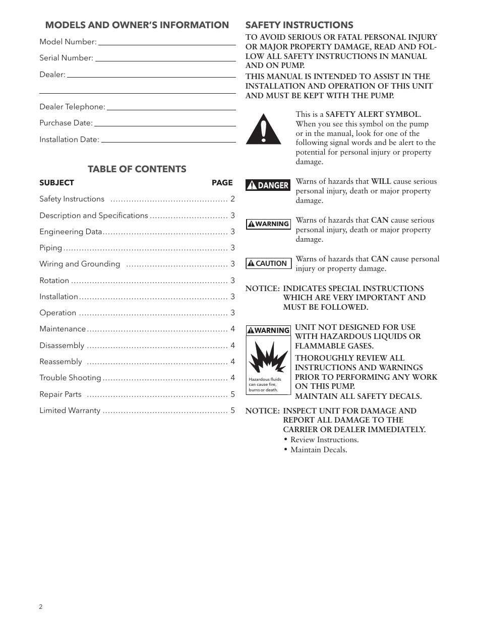 Xylem IM063R01 Model VB User Manual | Page 2 / 16