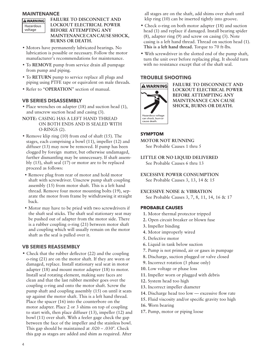 Xylem IM063R01 Model VB User Manual | Page 4 / 16