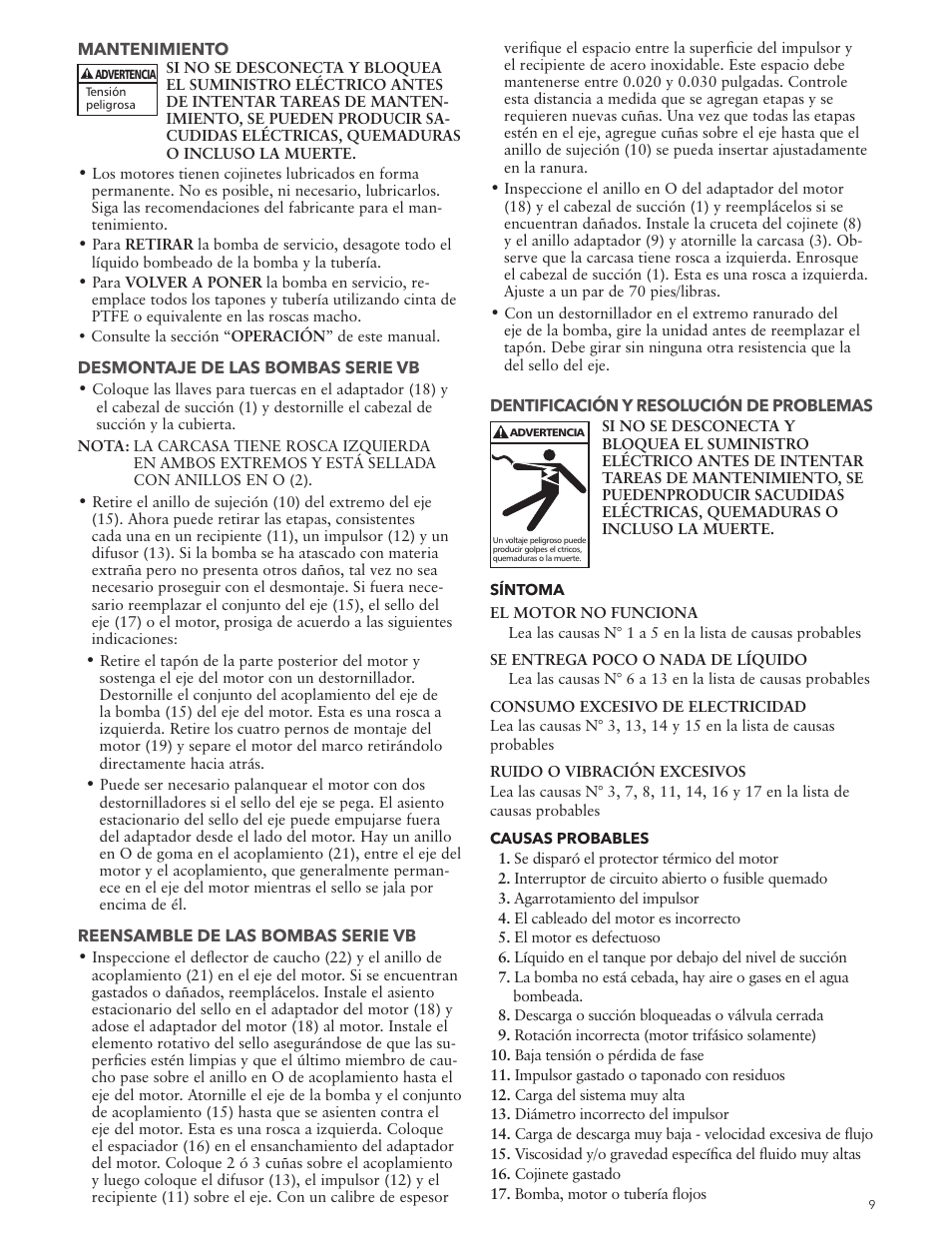 Xylem IM063R01 Model VB User Manual | Page 9 / 16
