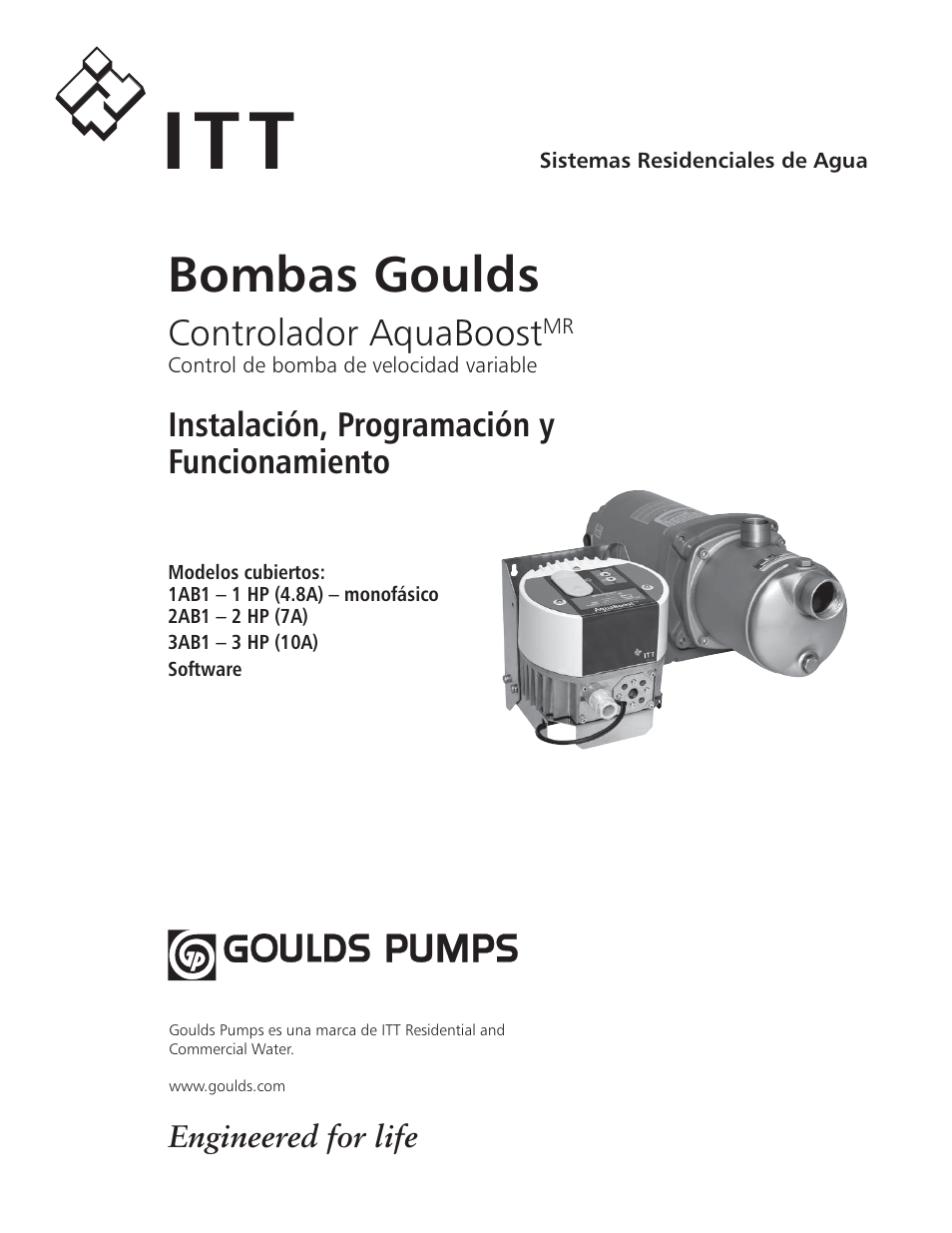 It t, Bombas goulds, Controlador aquaboost | Instalación, programación y funcionamiento | Xylem IM112 AquaBoost 1AB1 & 2AB1 Variable Speed Pump Controllers User Manual | Page 14 / 40