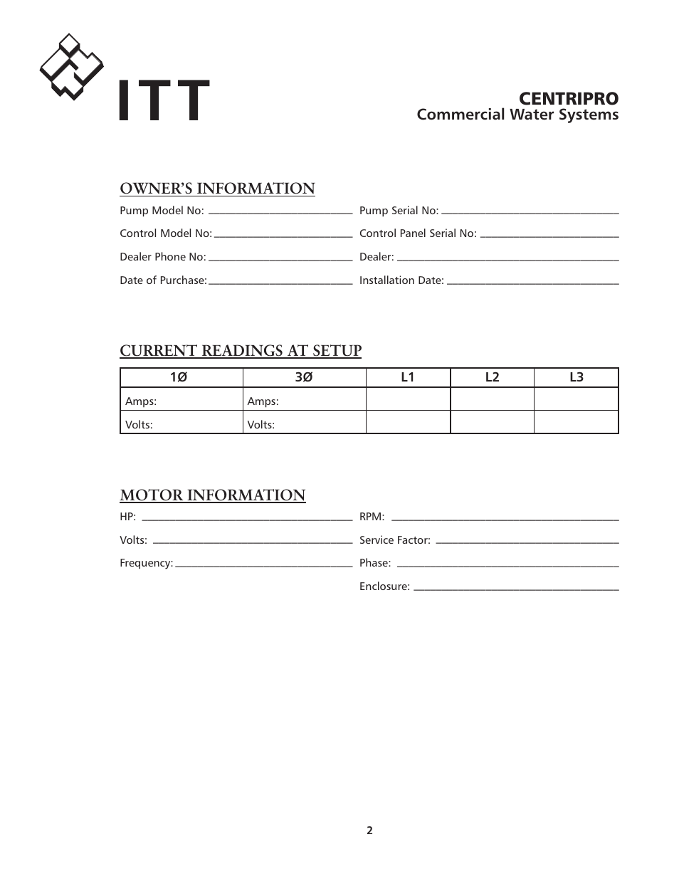 Centripro | Xylem IM192R00 FloStandard SIMPLEX PUMP CONTROL PANEL User Manual | Page 2 / 24